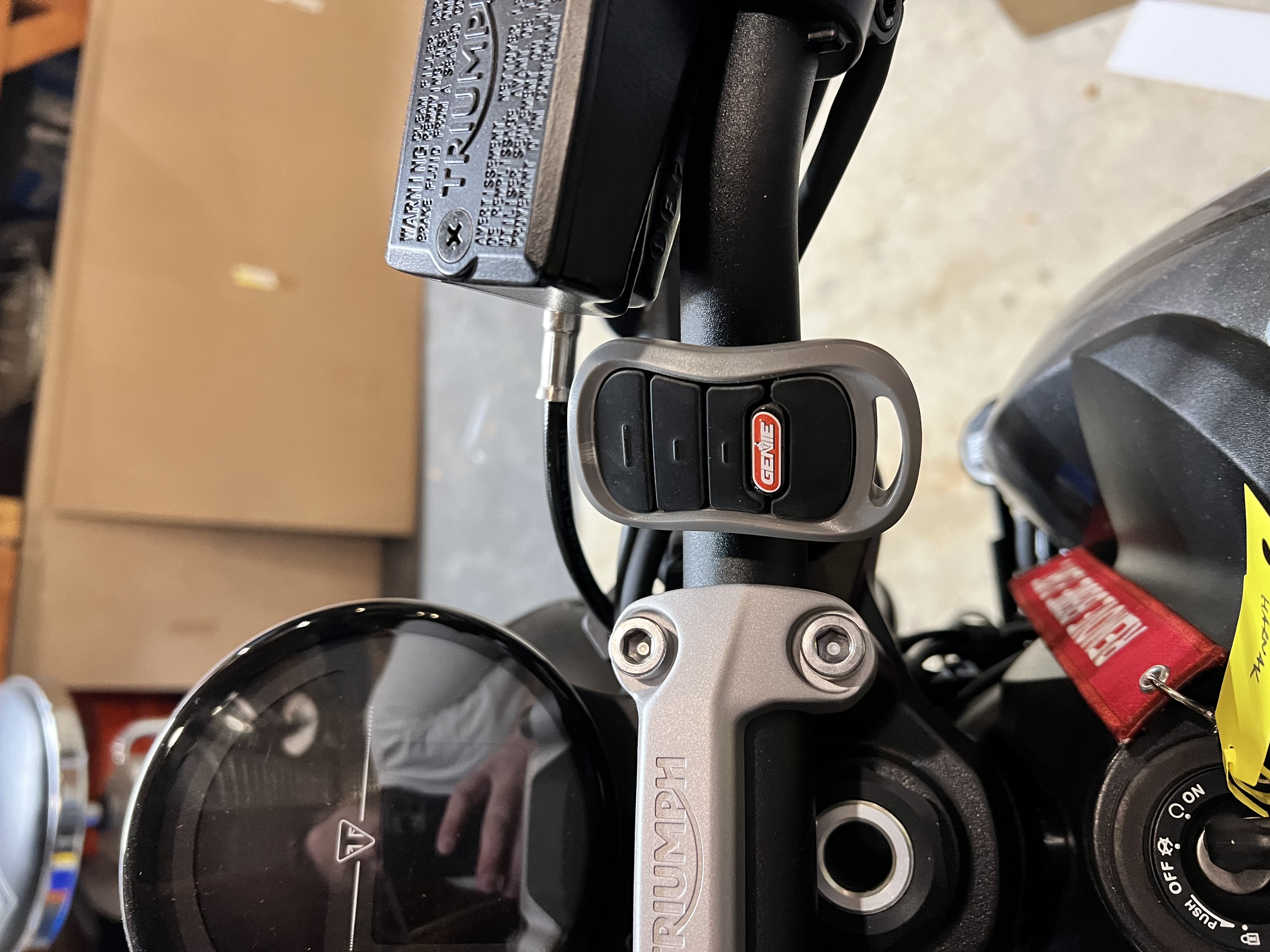 Motorcycle Handlebar Mount for Genie Garage Door Opener Remote