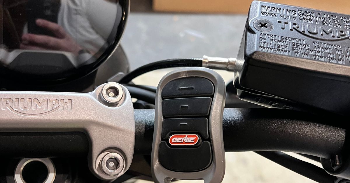 Motorcycle Handlebar Mount for Genie Garage Door Opener Remote by