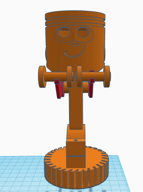 Happy piston setup working out with dumb bells