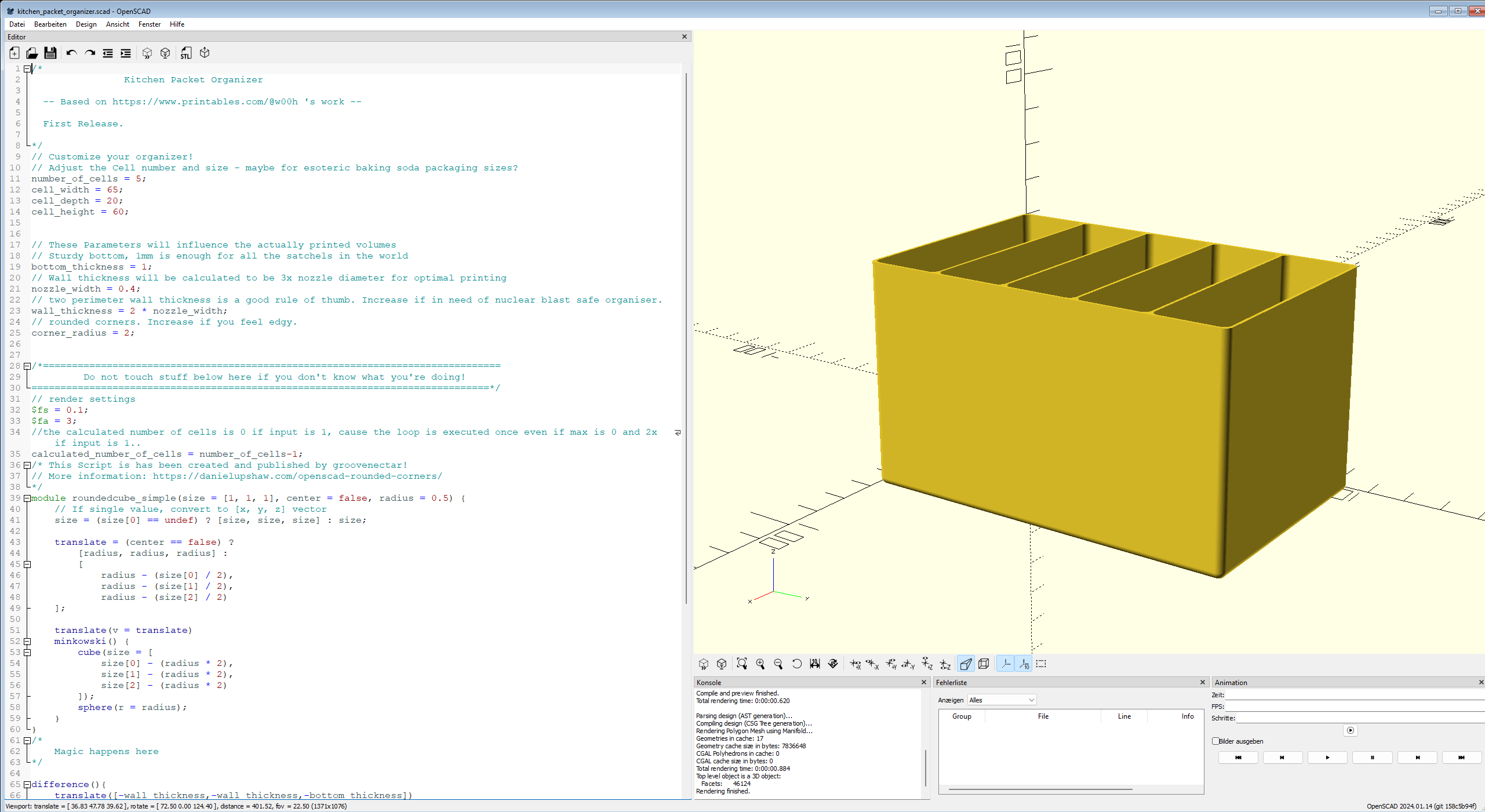 Parametric Organizer Case by Kermit, Download free STL model