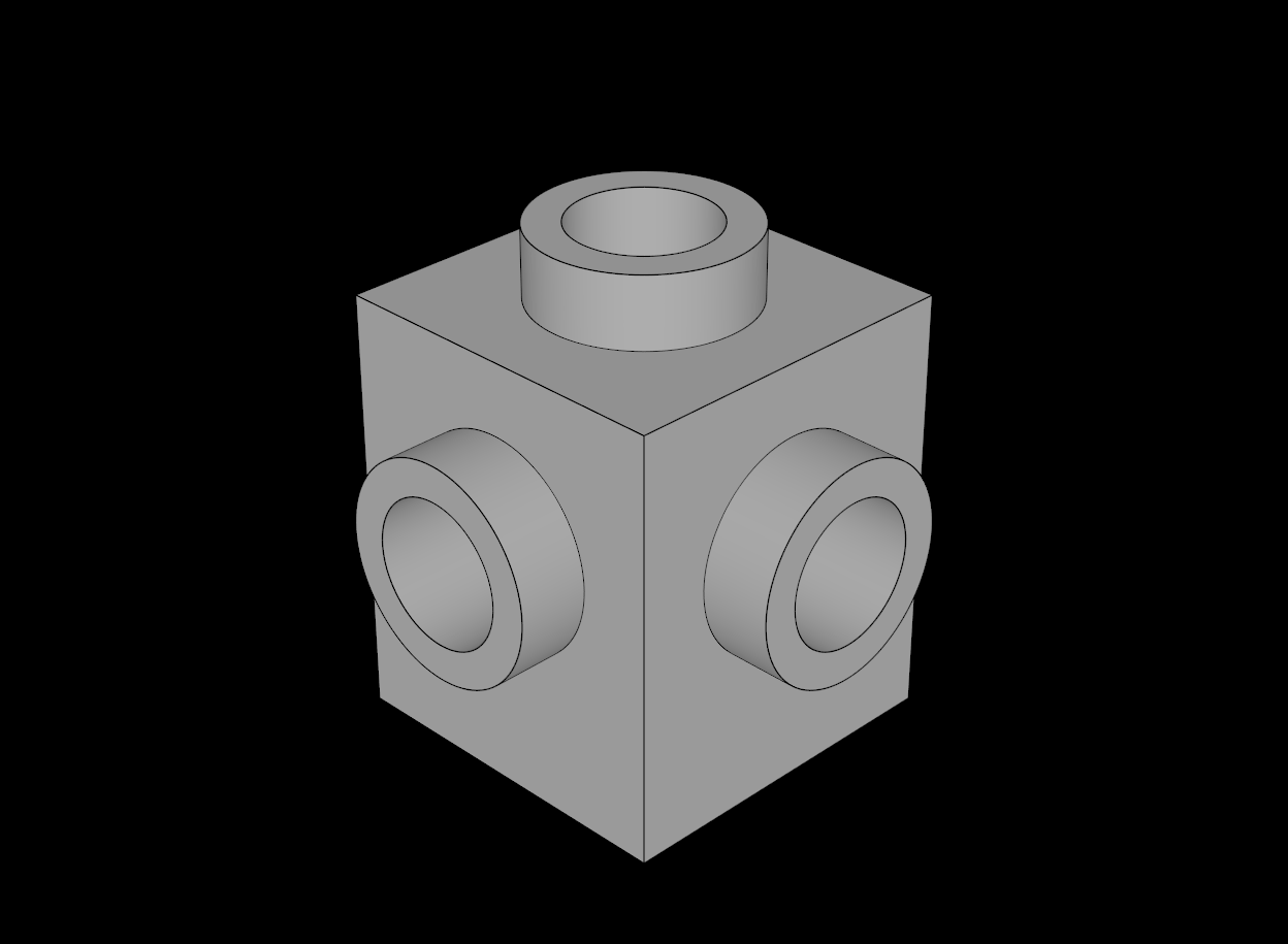 Lego Compatible (4733.dat) Brick  1 x  1 with Studs on Four Sides