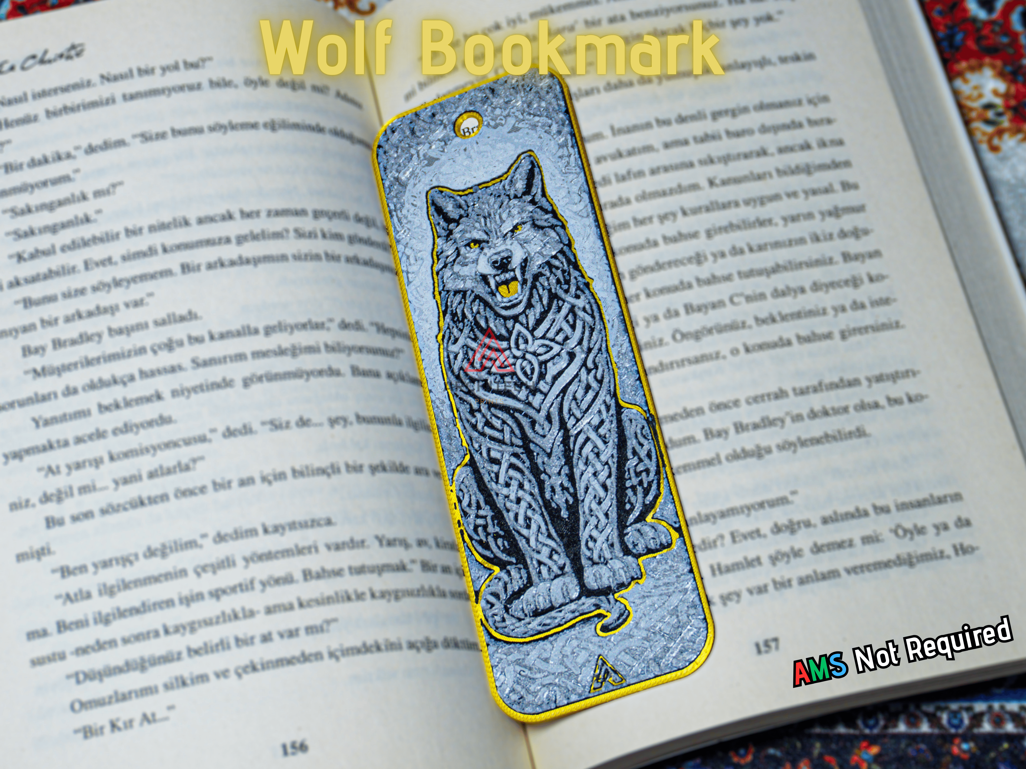 Celtic Knot Wolf Bookmark (HueForge)