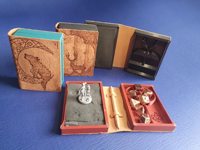 DnD Dice Case, Dragon, Axe and Leaf