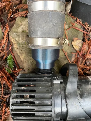 Pond pump adapter fitting (joins 1" NPT to 2" PVC slip fitting)