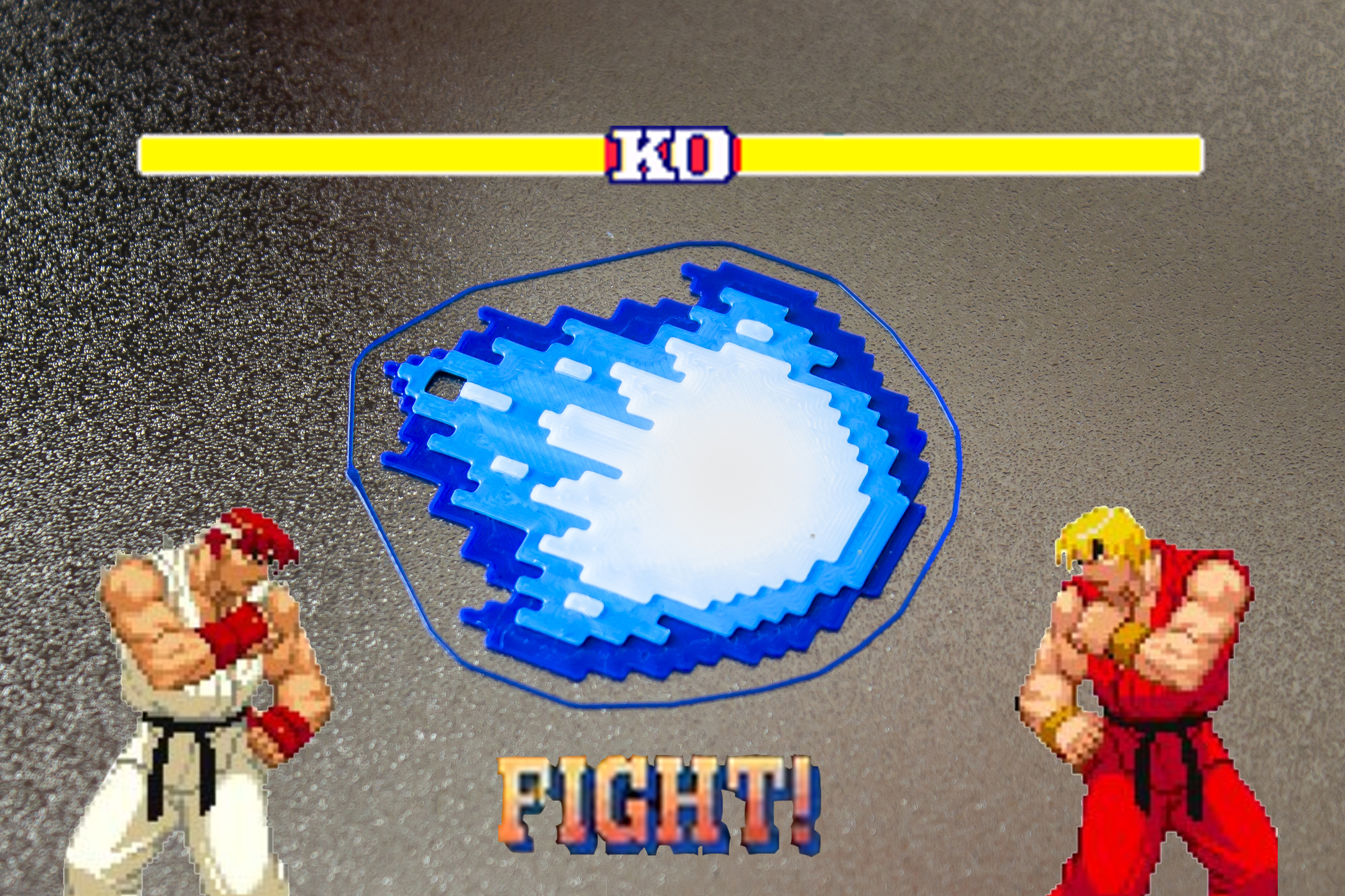 Hadouken - Keyring / Key Tag / Key identifier / Key Charm - Retro gaming - Pixel art - Quick and easy print - Street Fighter