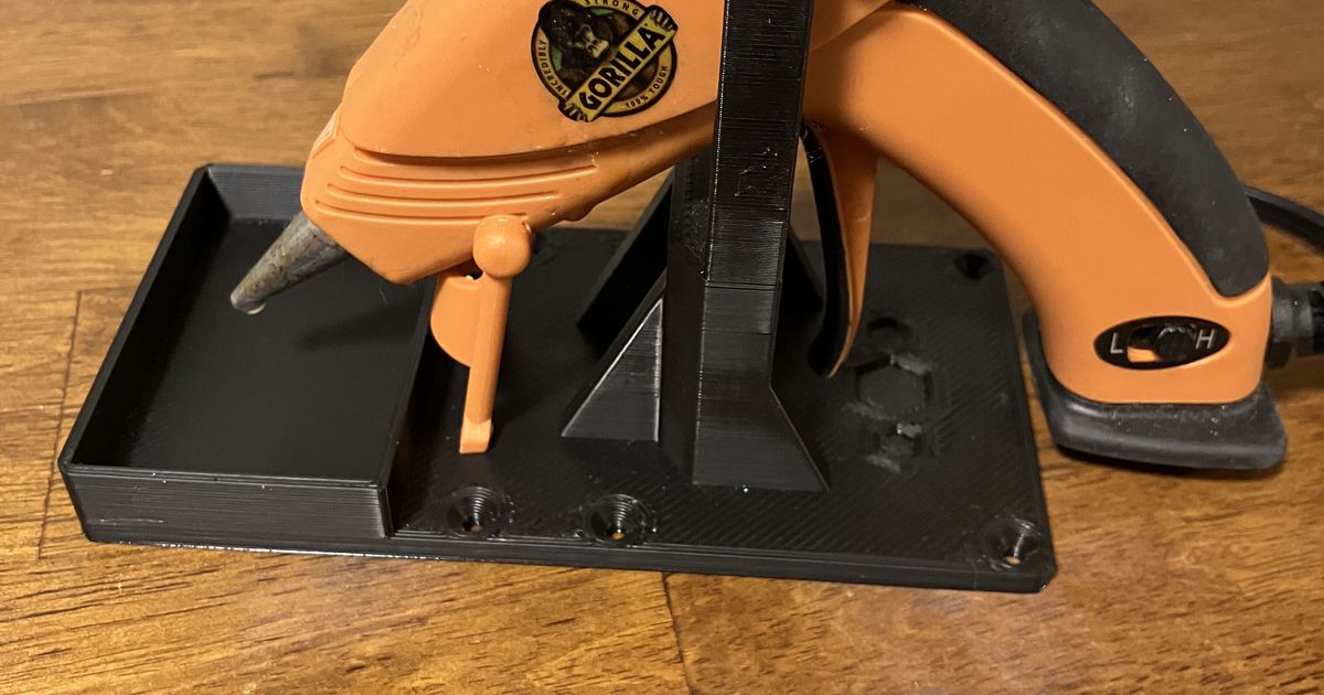 Hot Glue Gun Stand with drip box by Muad' Dib Download free STL model