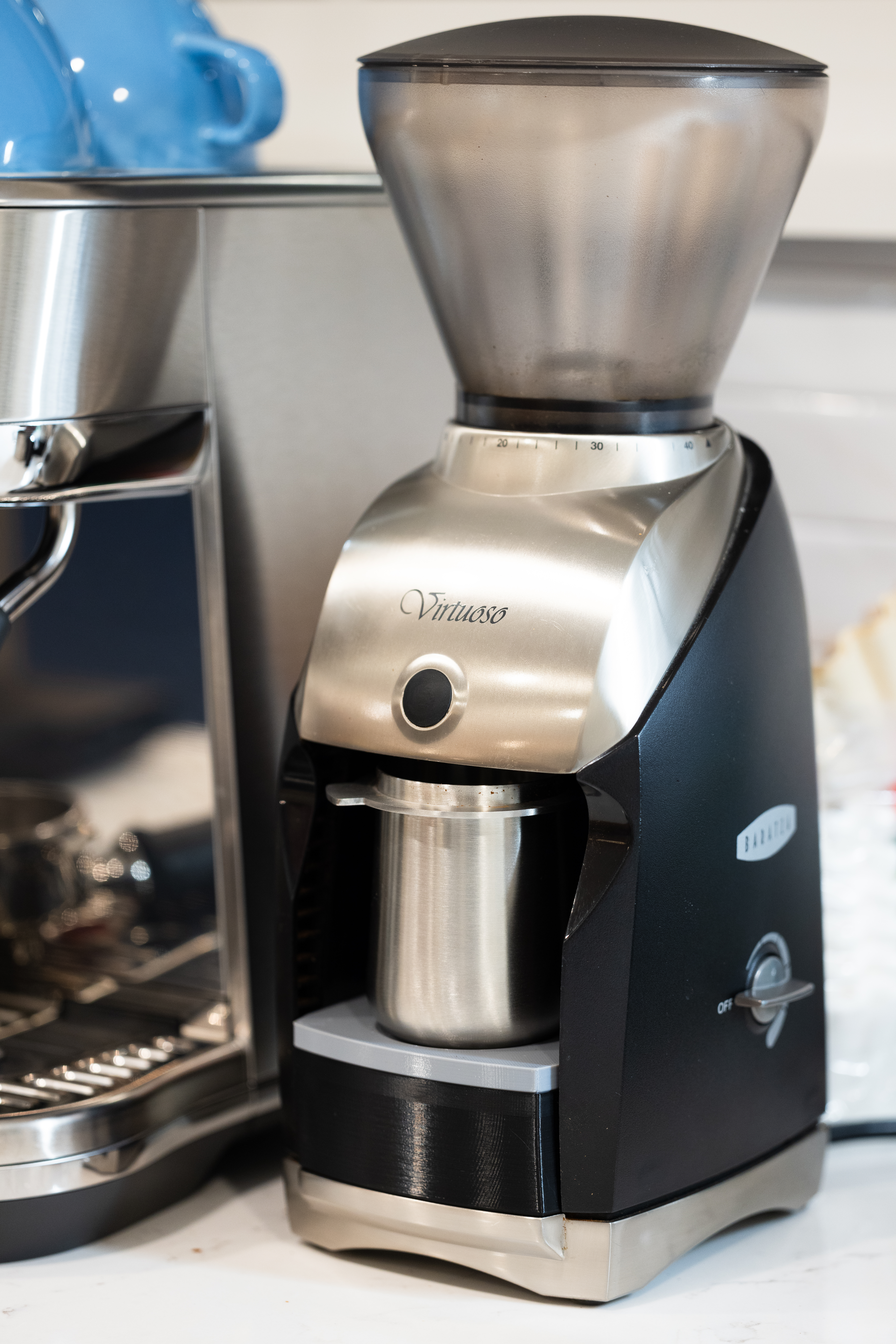 Dosing cup adapter for Baratza Virtuoso conical burr grinder