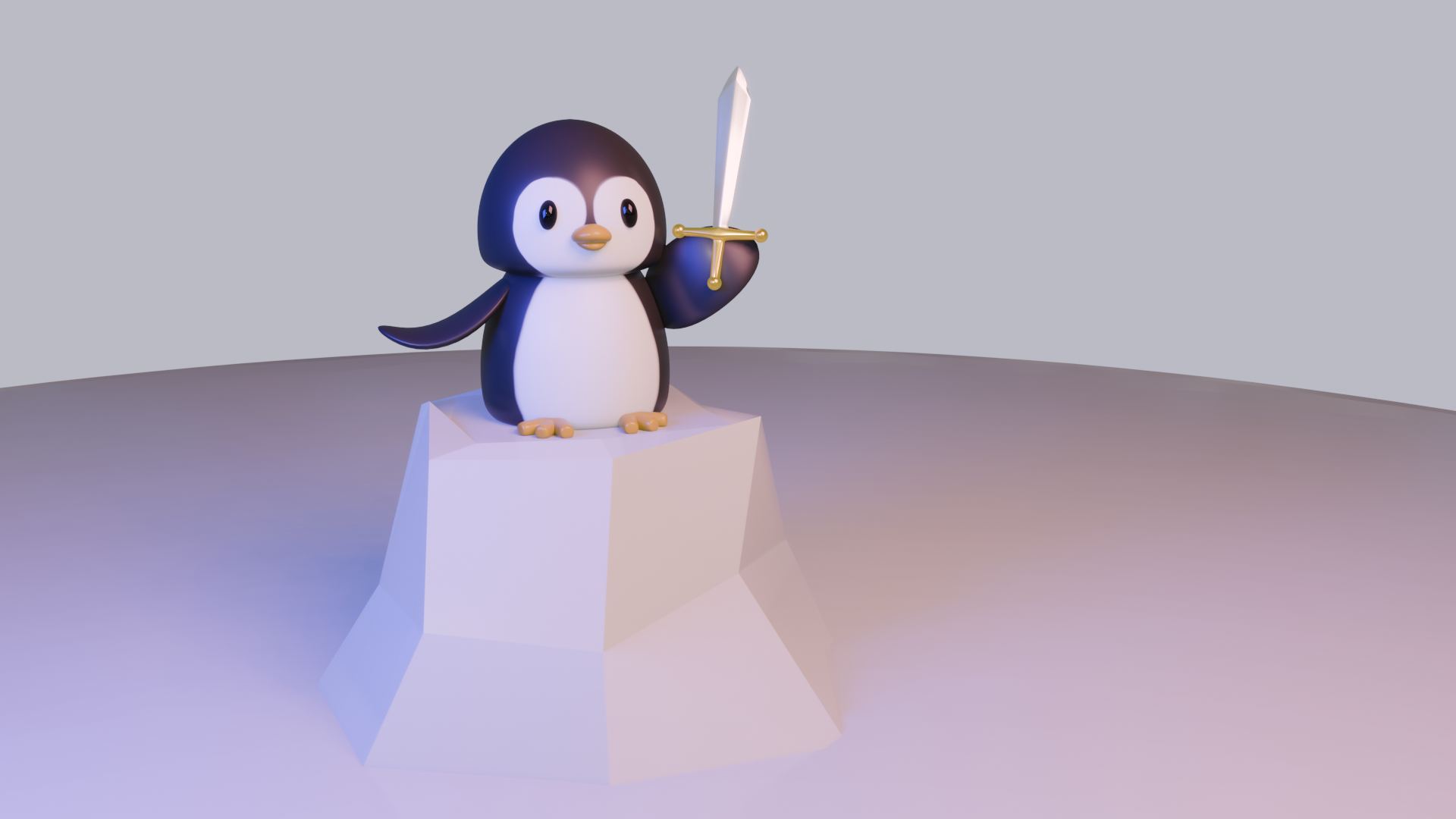 Penguin with a sword