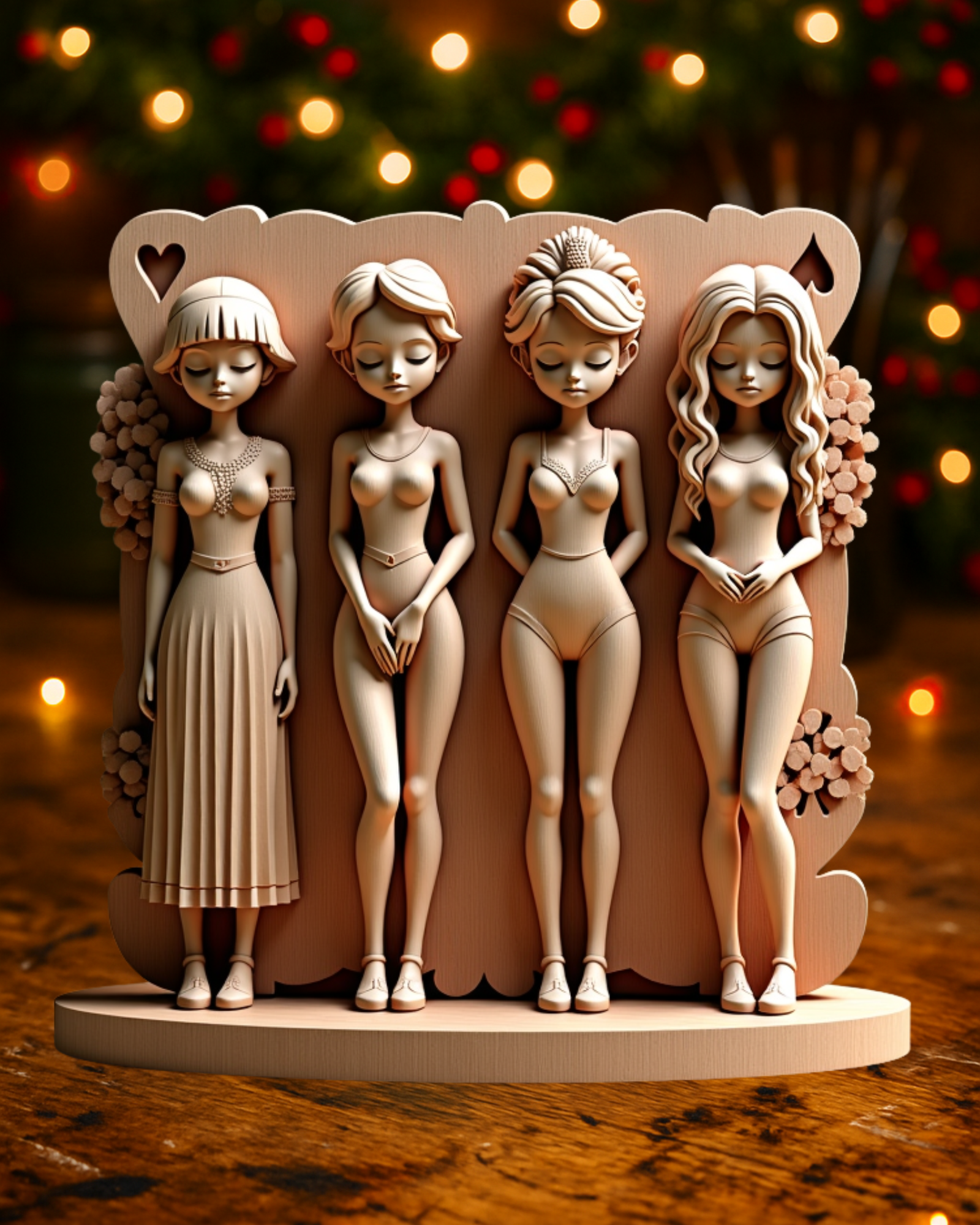 Elegant Female Figurines Panel