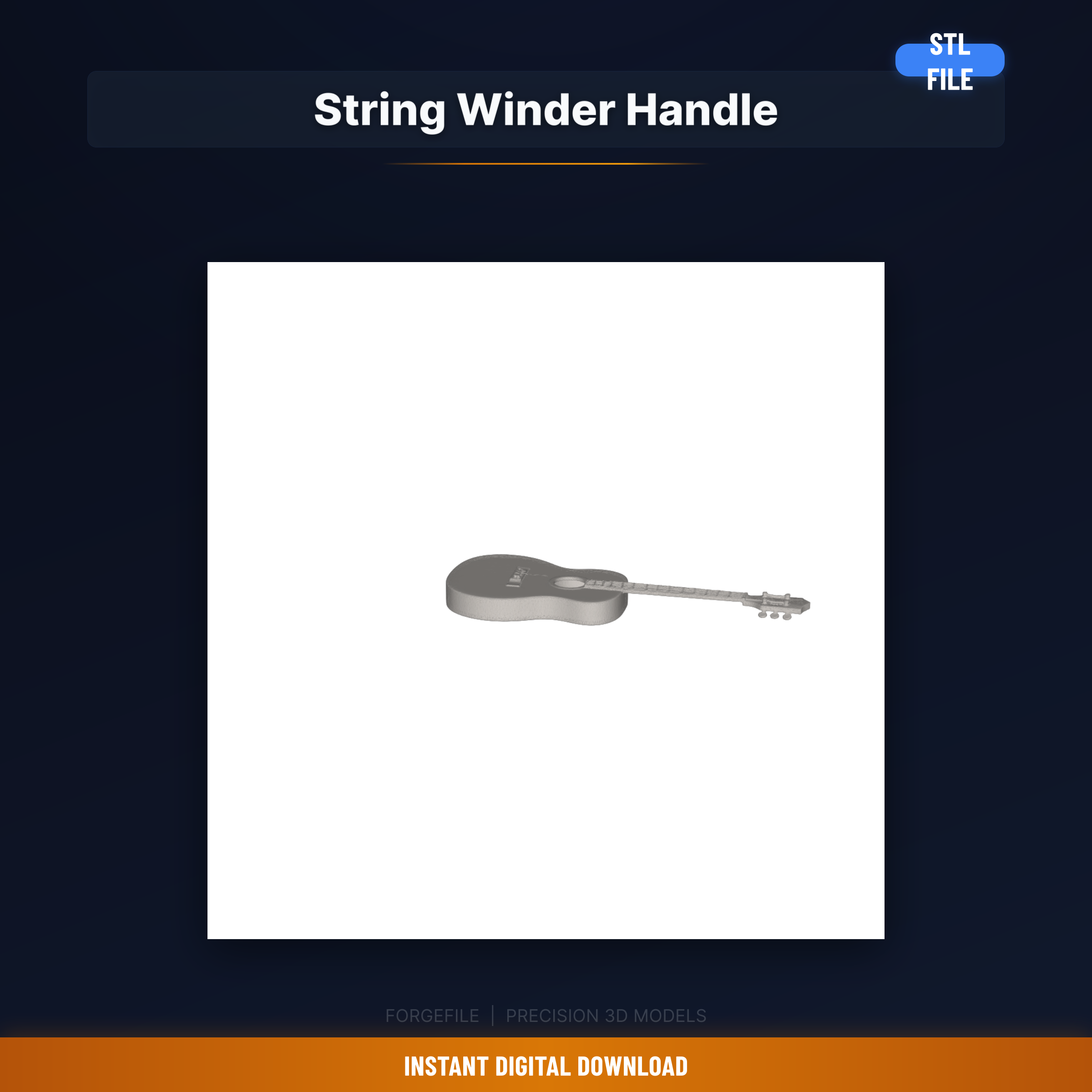 Guitar String Winder Peg Winder, Ergonomic Handle, Fast String Changes - 3D Printable STL File
