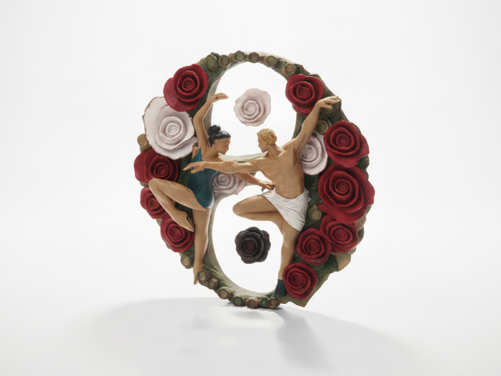 Couple Dancing Rose Heart Figurine 3D Printable