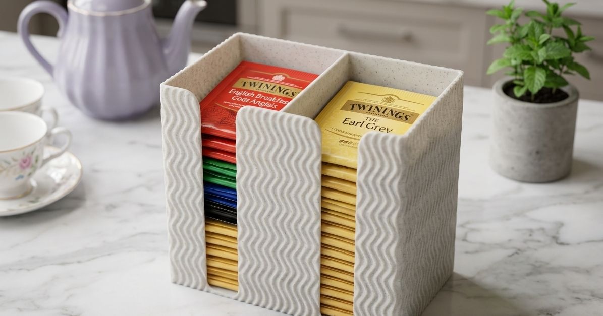 Wavy Dual-Bay Tea Bag Dispenser & Organizer by MSBstudios | Download ...