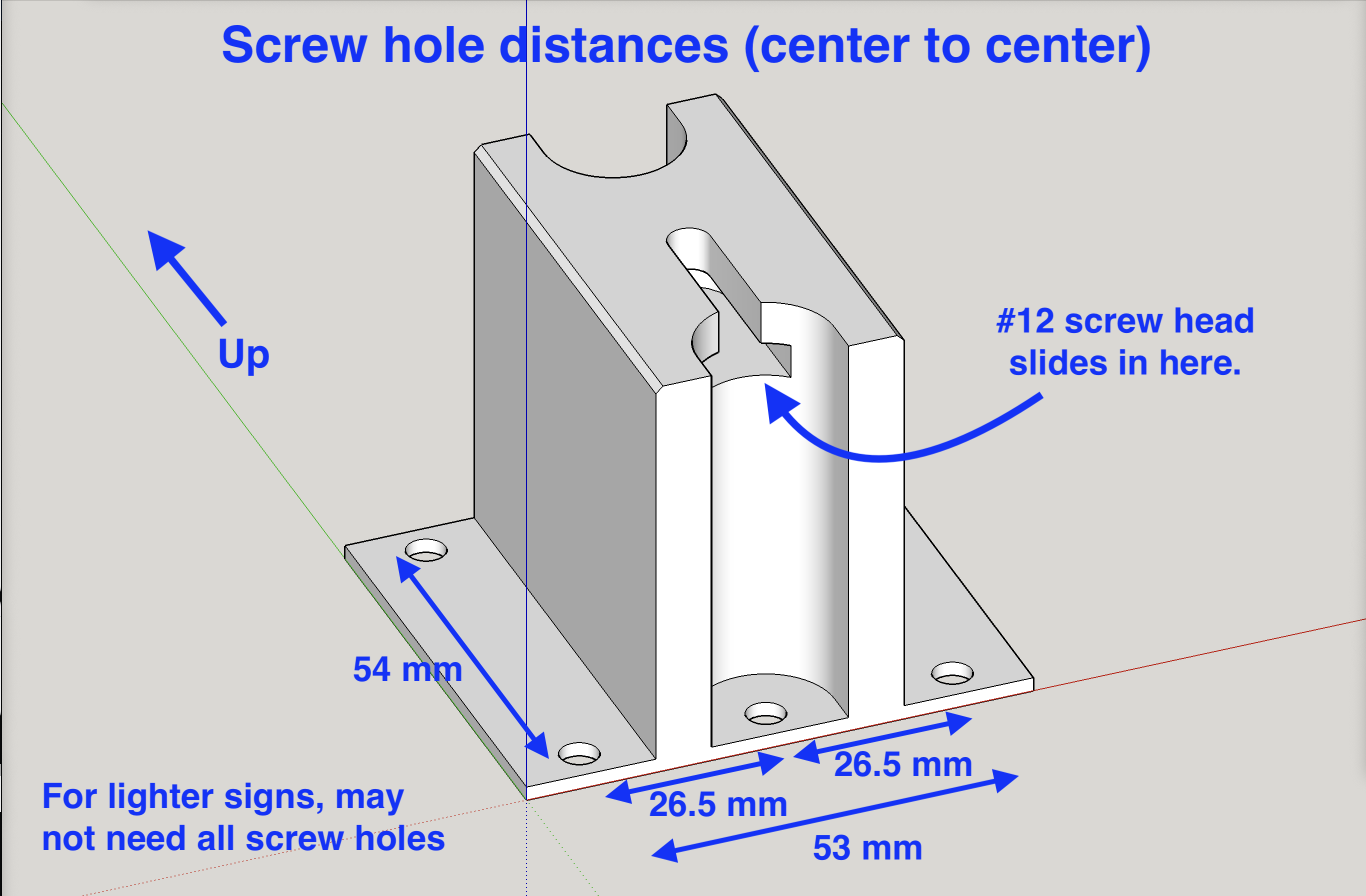 Standoff for mounting INDOOR signage on wall using #12 screws, as featured in video linked in description