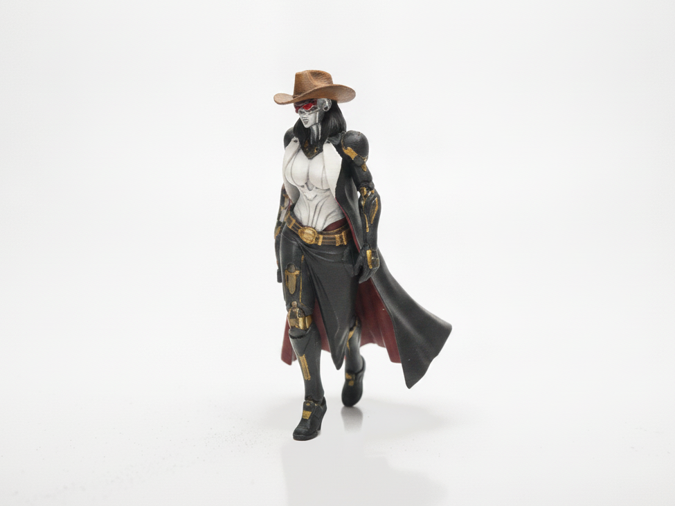 Cyborg Cowgirl Figurine Female Figure 3D Printable