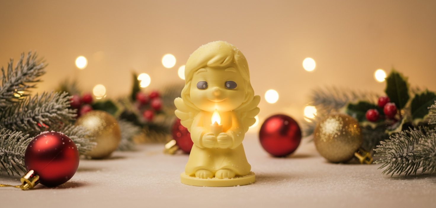 Angel with Candle and Blue Eyes Christmas Figure