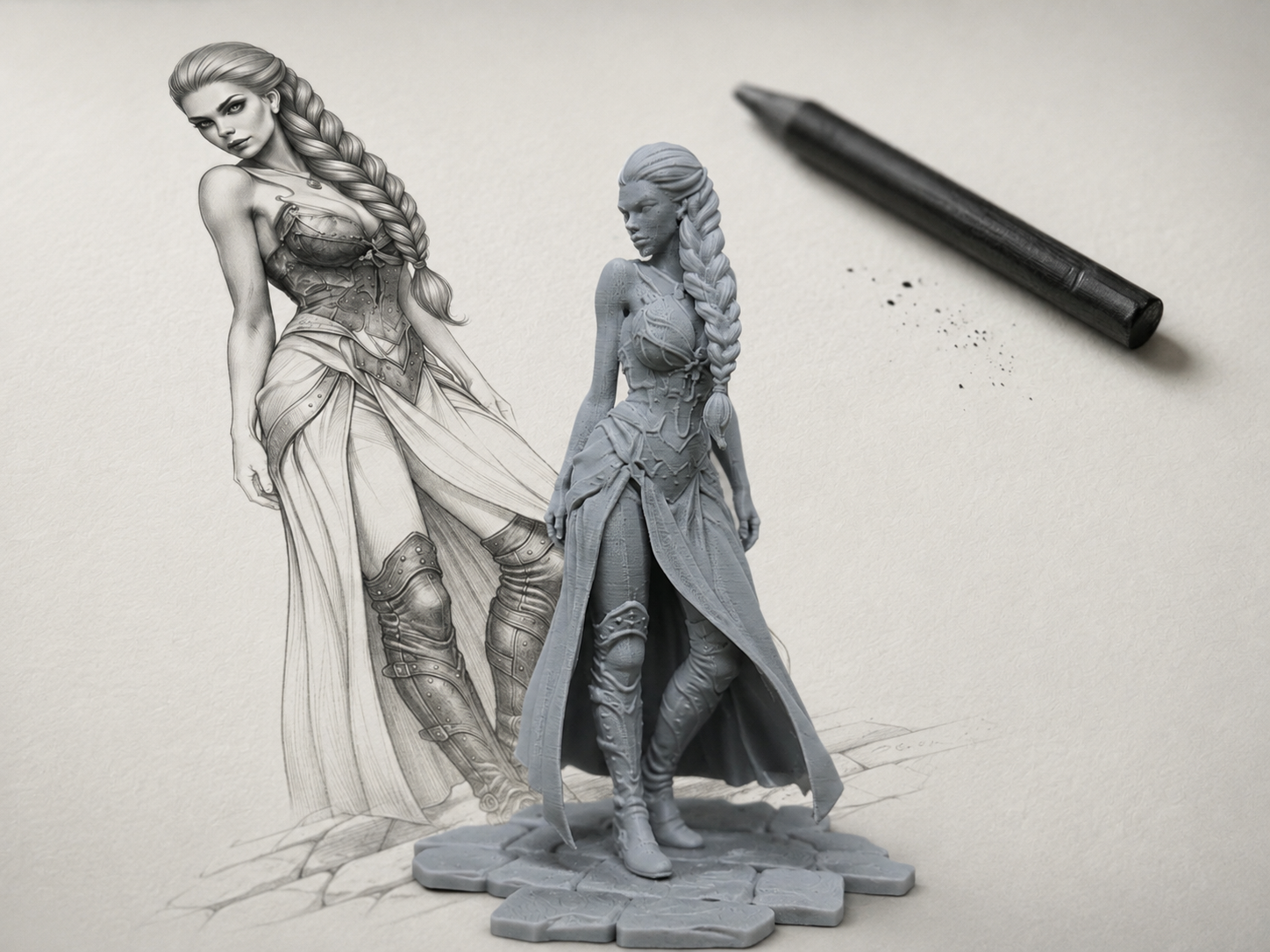 Beautiful Fantasy Warrior with Braid