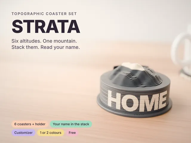 STRATA - Topographic Coasters With Your Name