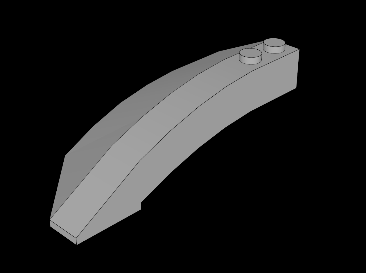 Lego Compatible (41749.dat) Slope Brick Round  3 x  8 x  2 Right