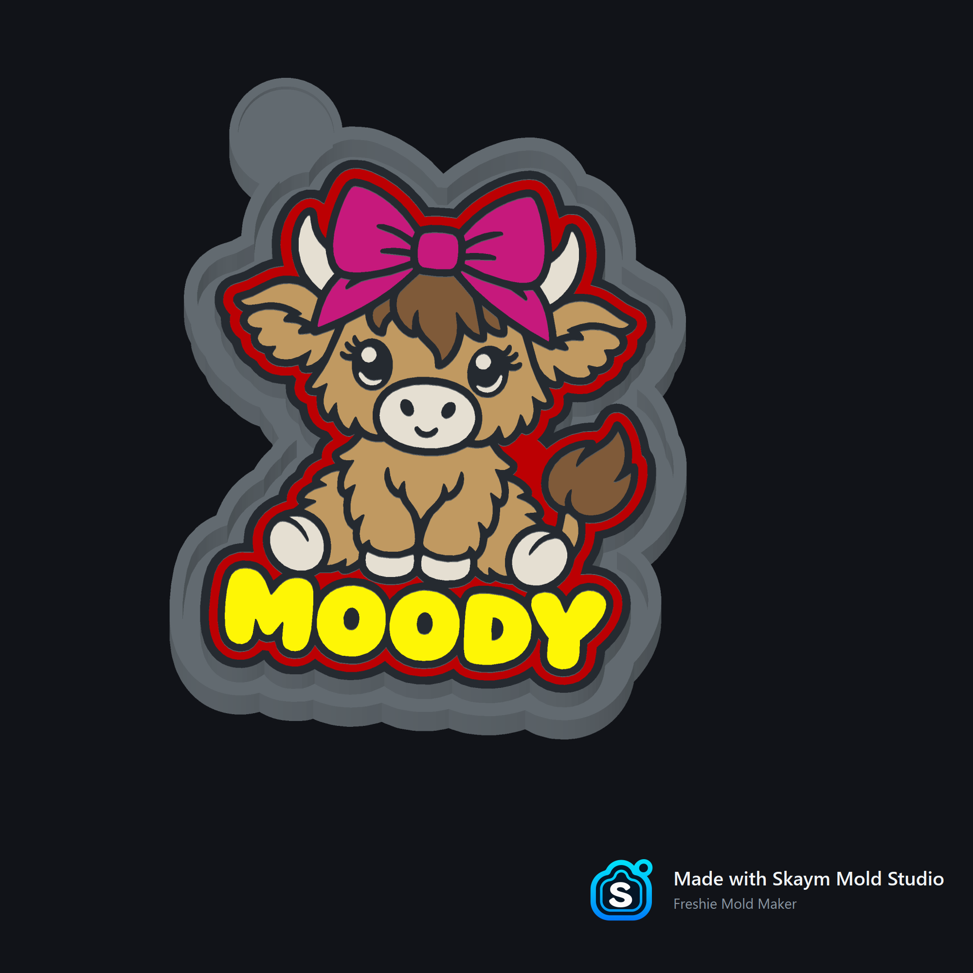 Moody Highland Cow – Freshie Mold STL