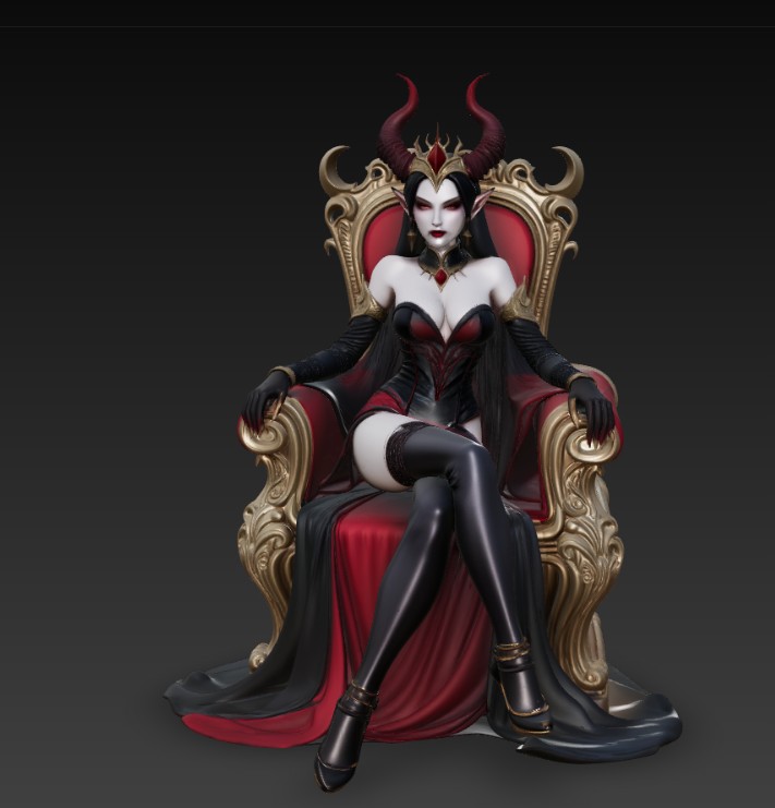 sexy demon queen sitting on the throne 2 — thumbnail 4