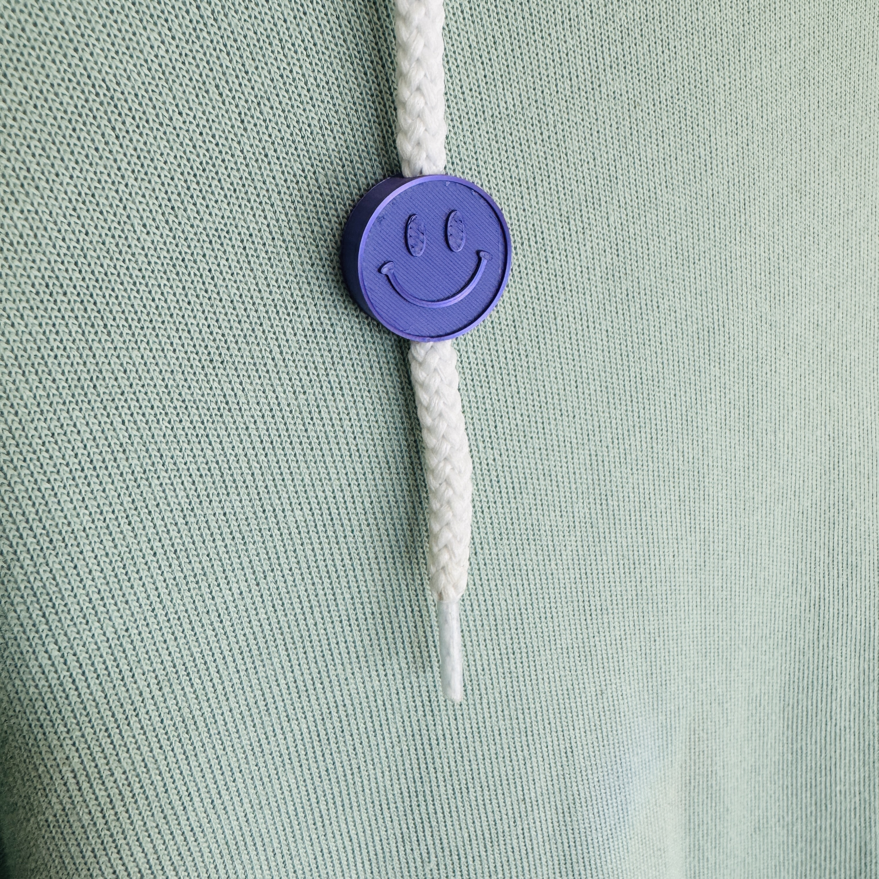 Smiley face bead, happy drawstring bead, smiling shoe lace bead