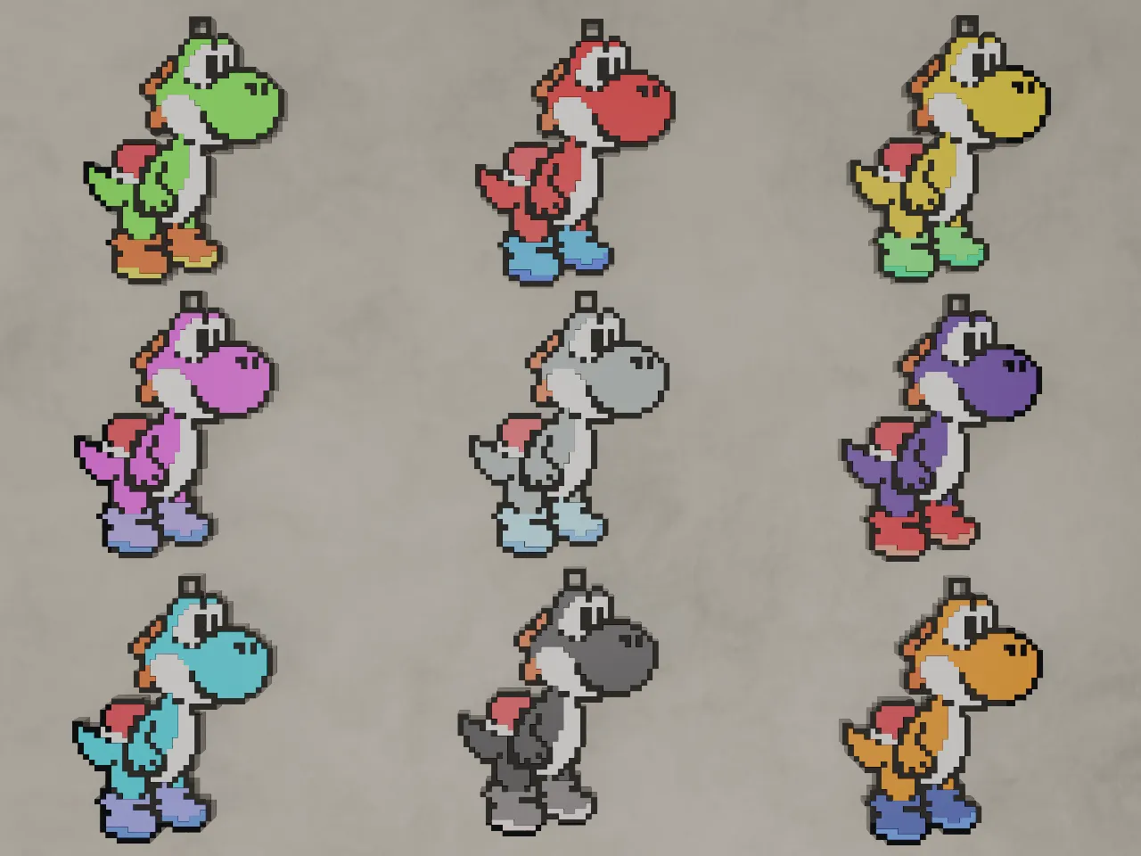 8-bit Yoshi Multipart Keychain – No-Glue Assembly by Neky