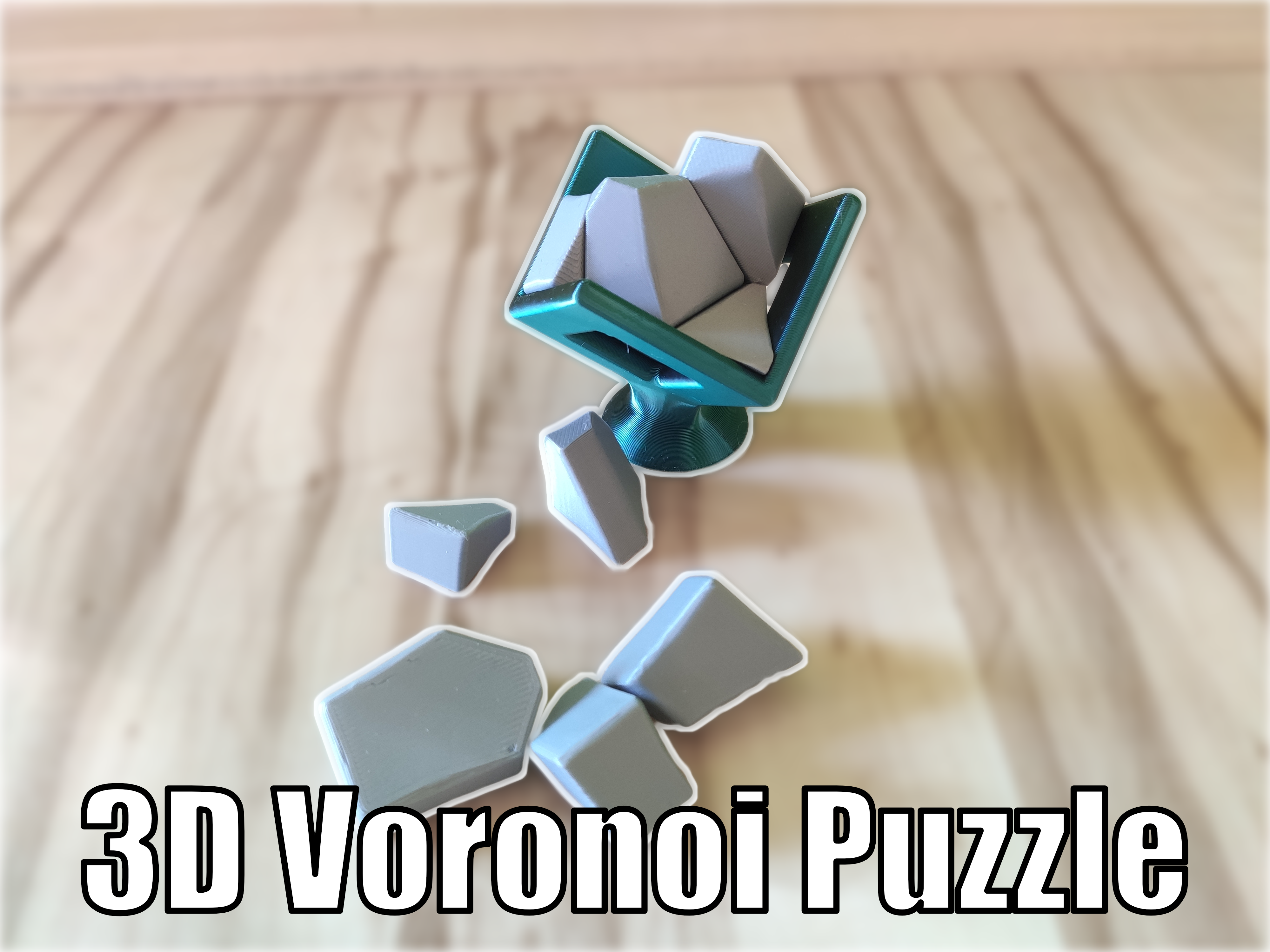 3D-Voronoi Puzzle / Cobblestone Puzzle + Display Stand