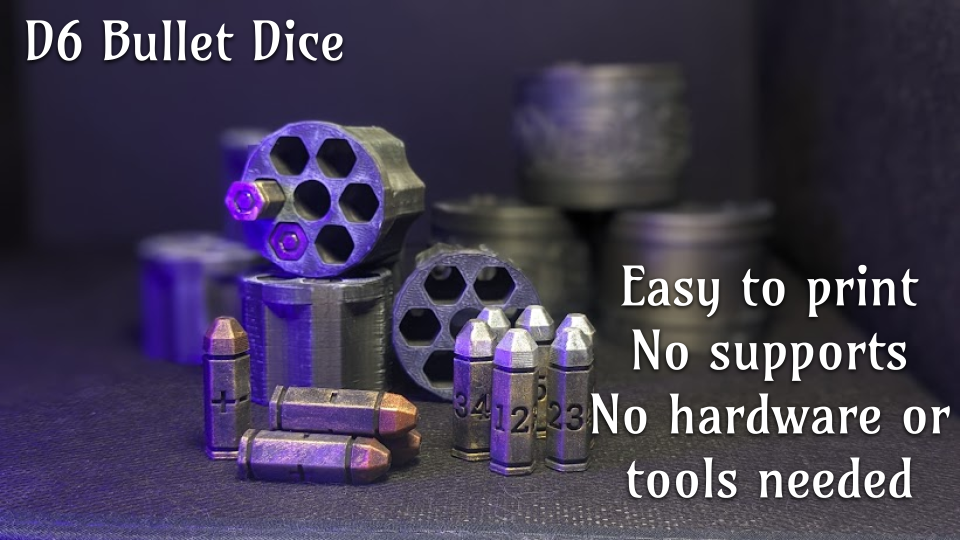 D6 Roller Bullets, dice and spinning container
