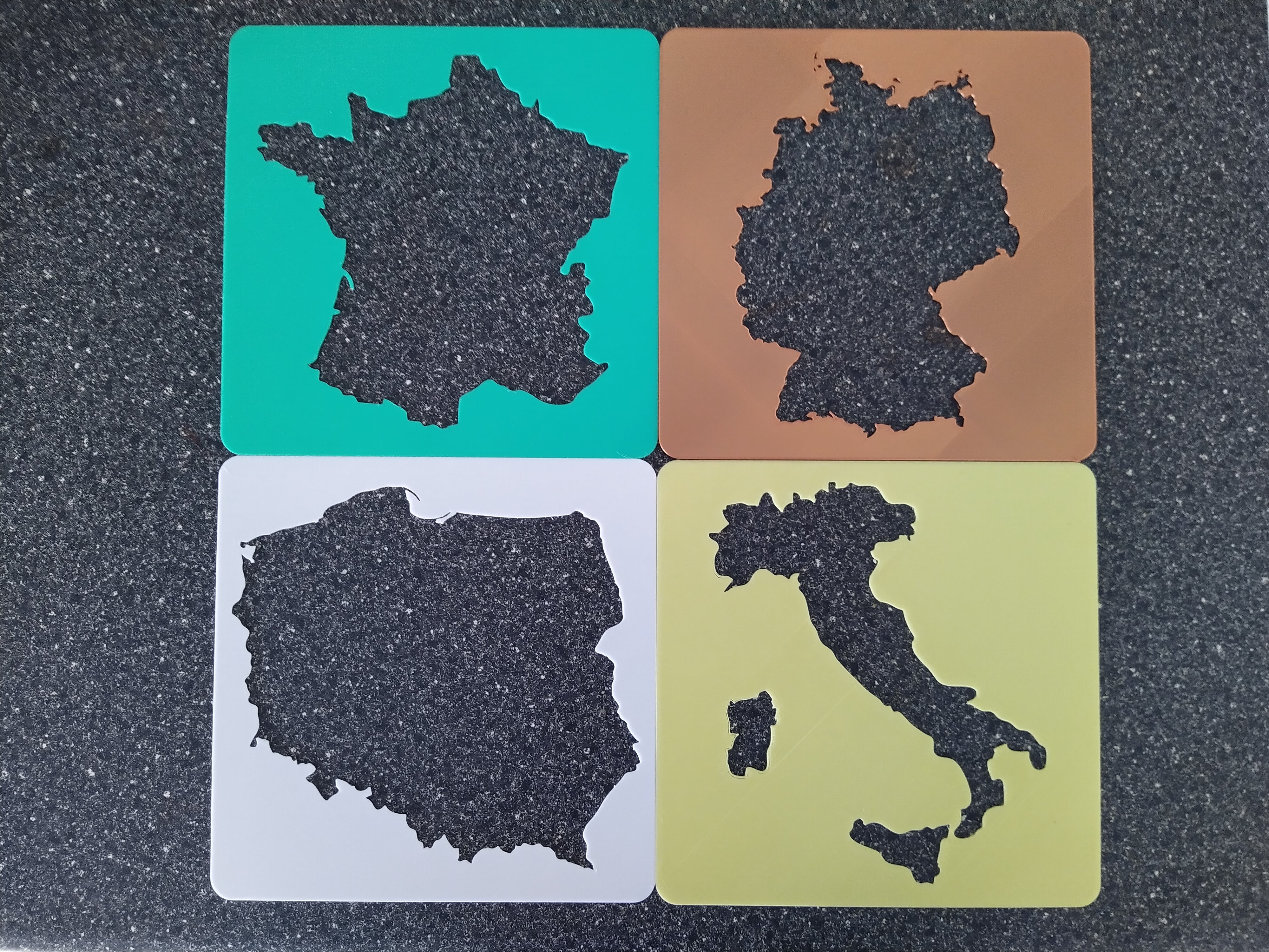 FRANCE GERMANY POLAND ITALY HOLLOW MAPS