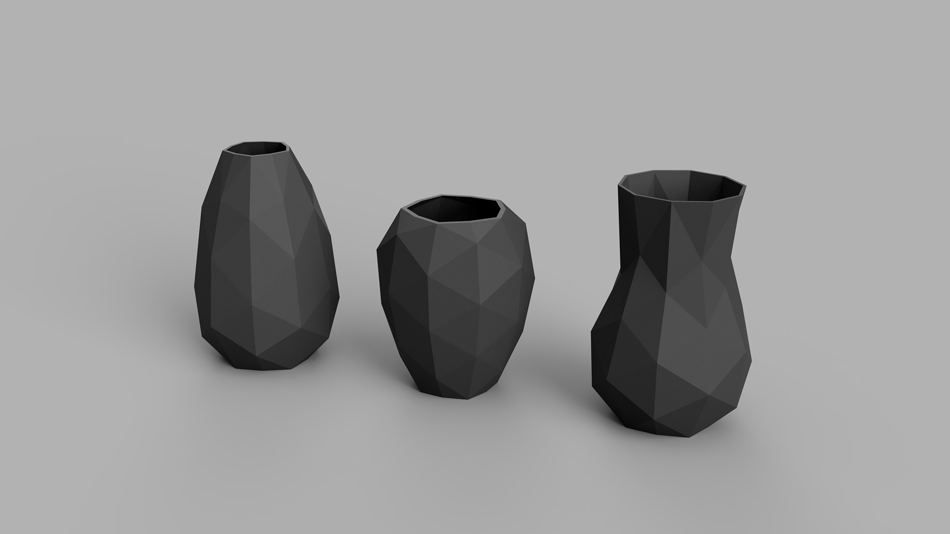 3 Low Poly Vases by Thyraz Download free STL model