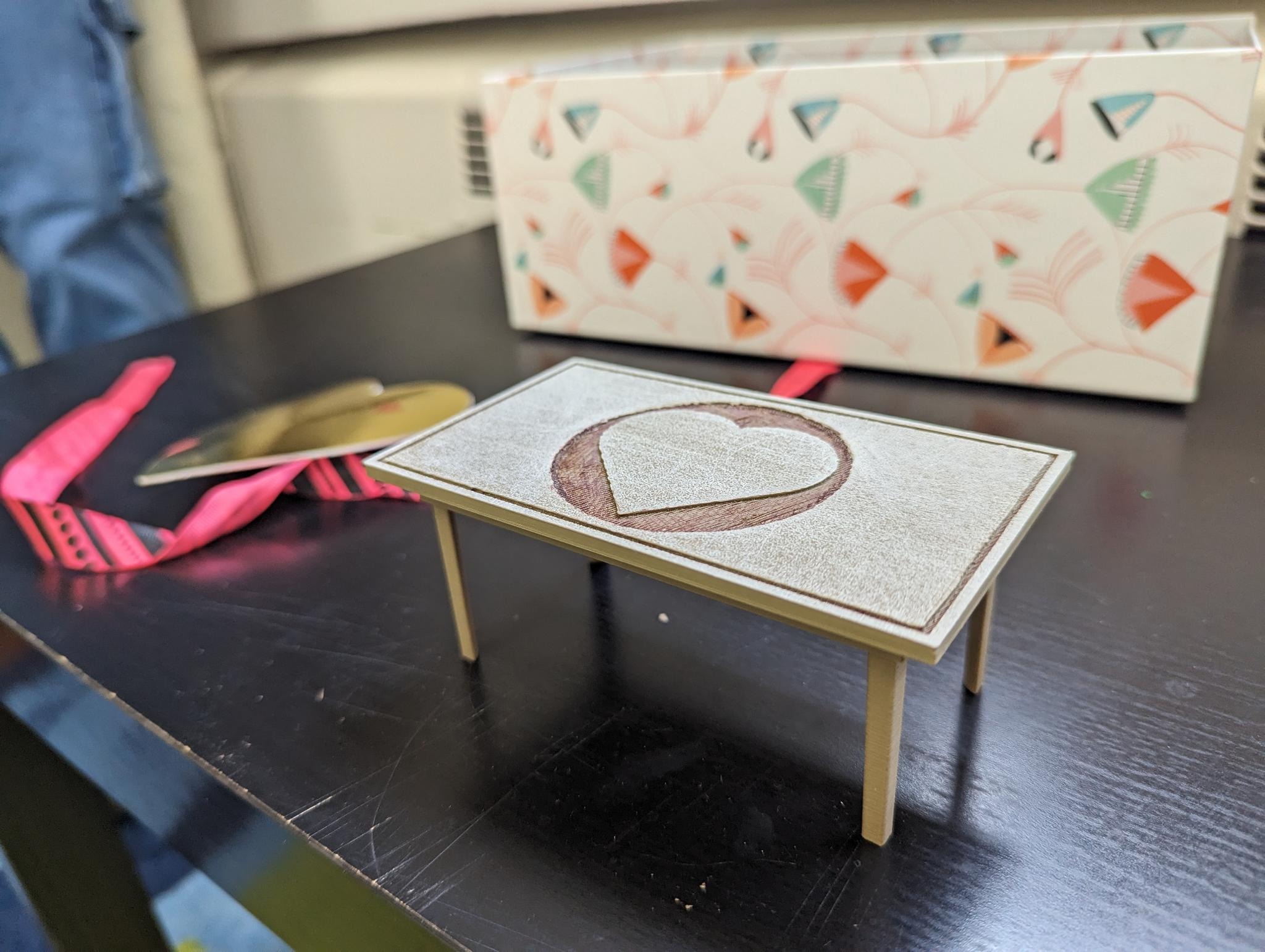 Table with Embossed Heart