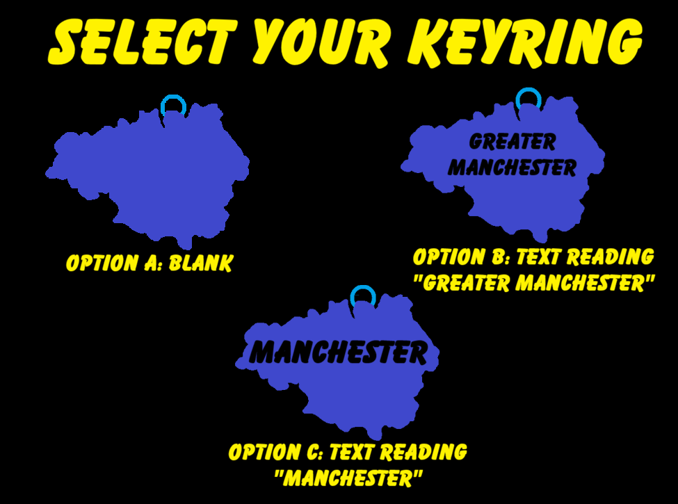 Greater Manchester keyring map selections