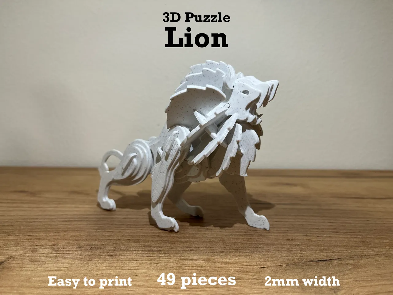 lion - puzzle 3d in legno - 100 pz