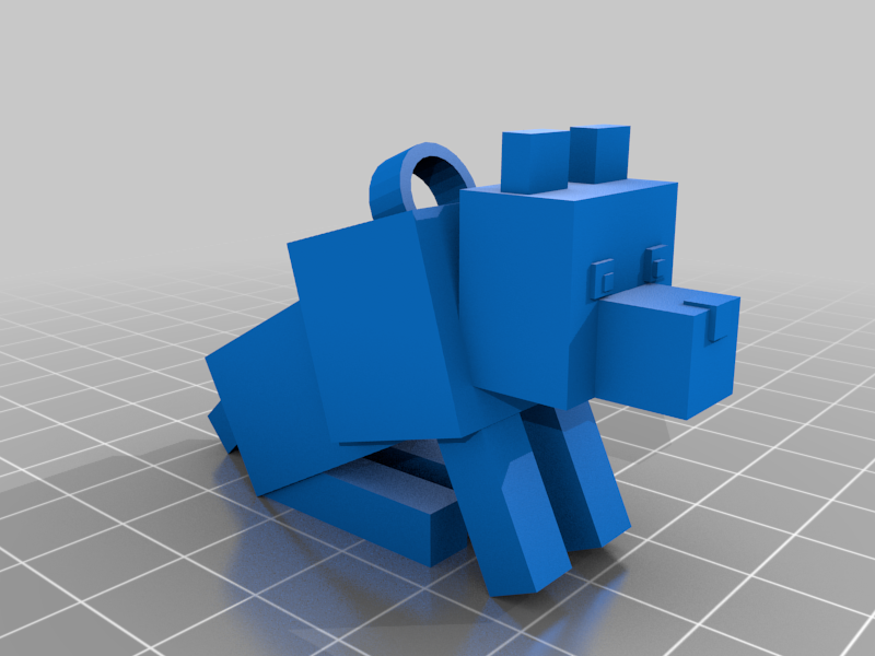 Minecraft Sitting Dog with keychain loop