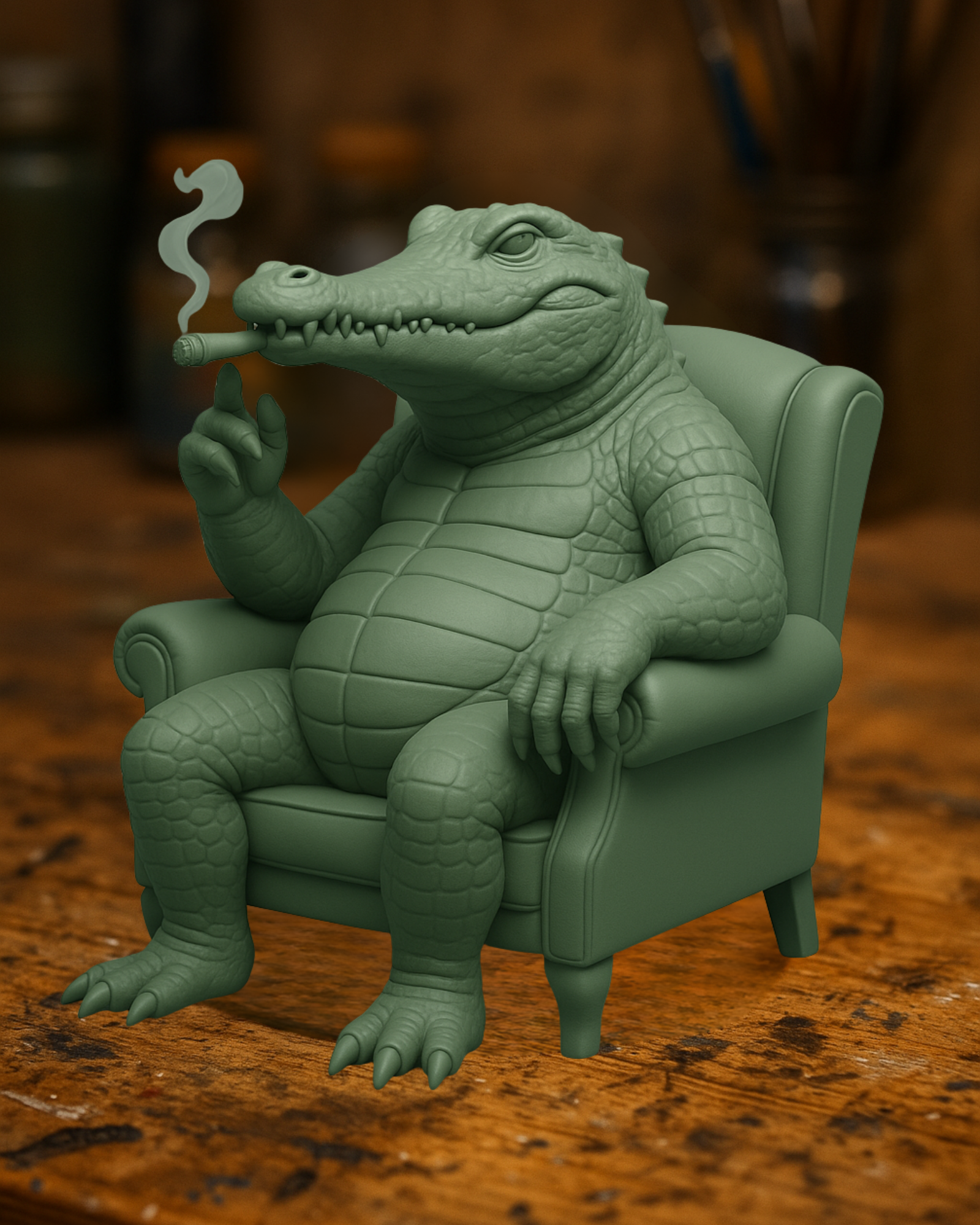 Smoking Crocodile Figurine