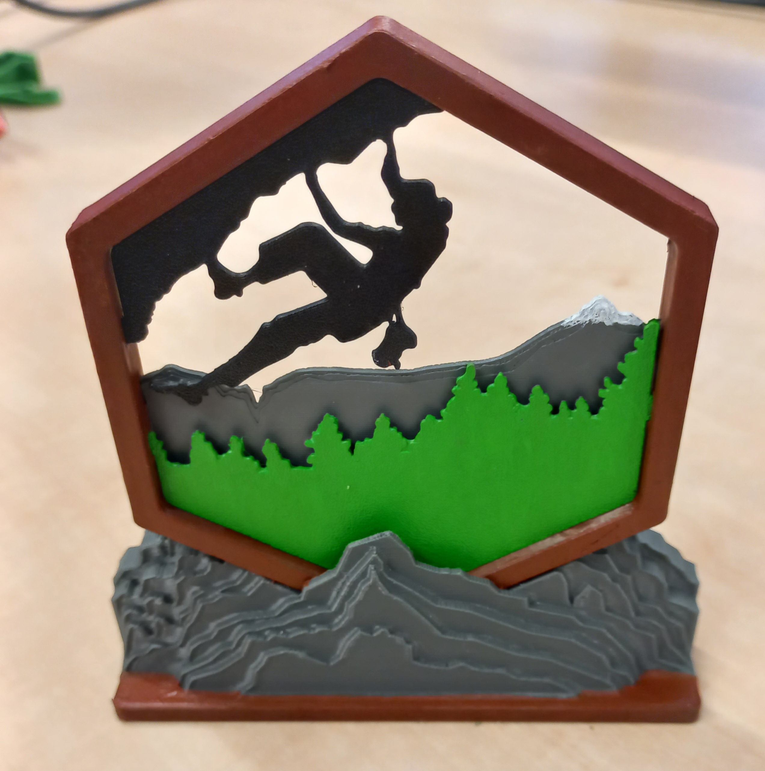 Climbing statue