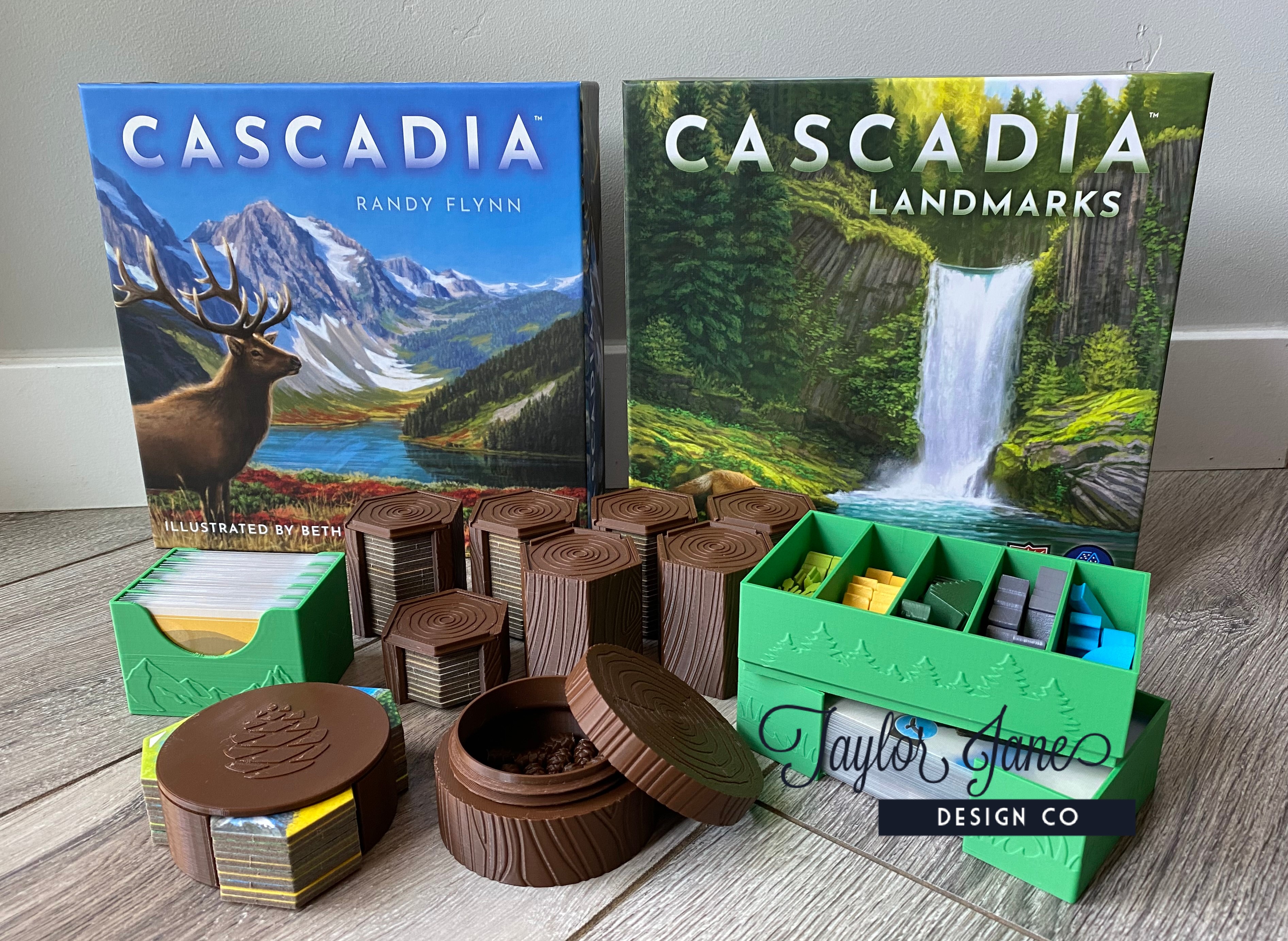 Cascadia and Landmarks Board Game Organizer by tjdesign | Printables Store