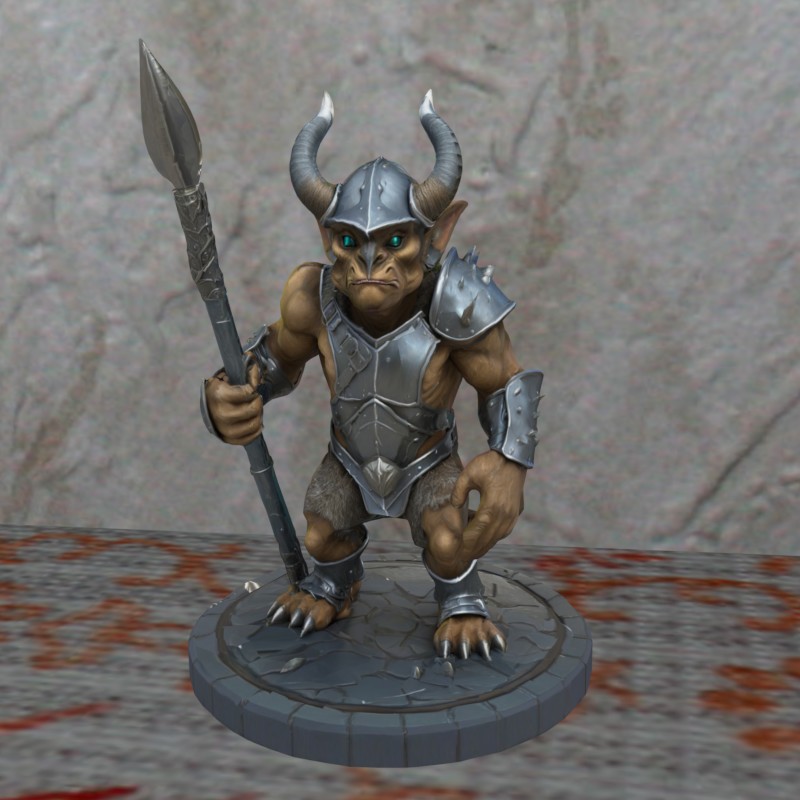 DnD Miniature Humanuid Goblin warrier Nosuport FDM/SLA