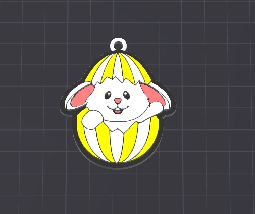 cute easter bunny in easter egg keychain / necklace charm