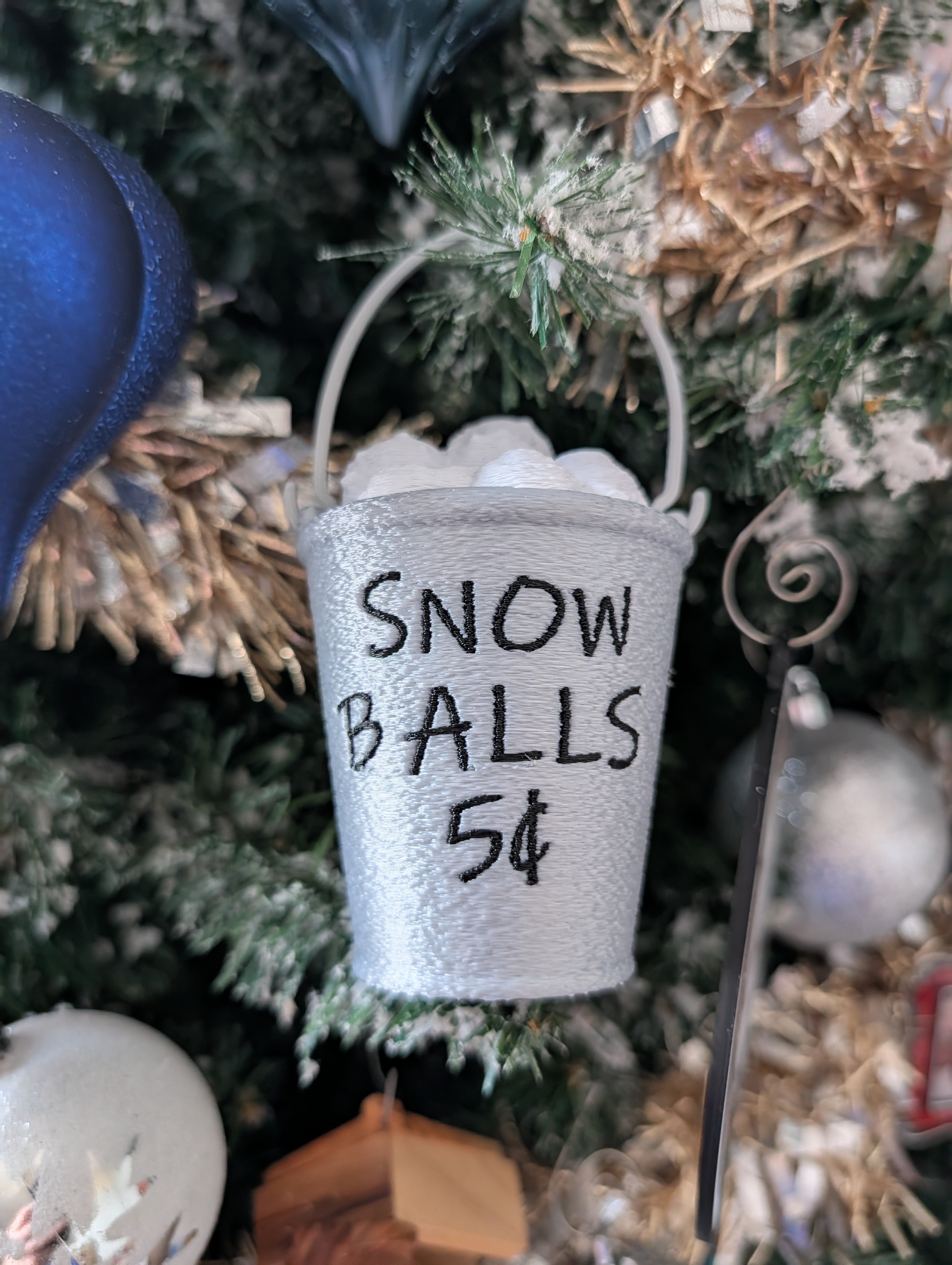 Snowball Pail Ornament or Christmas Decor