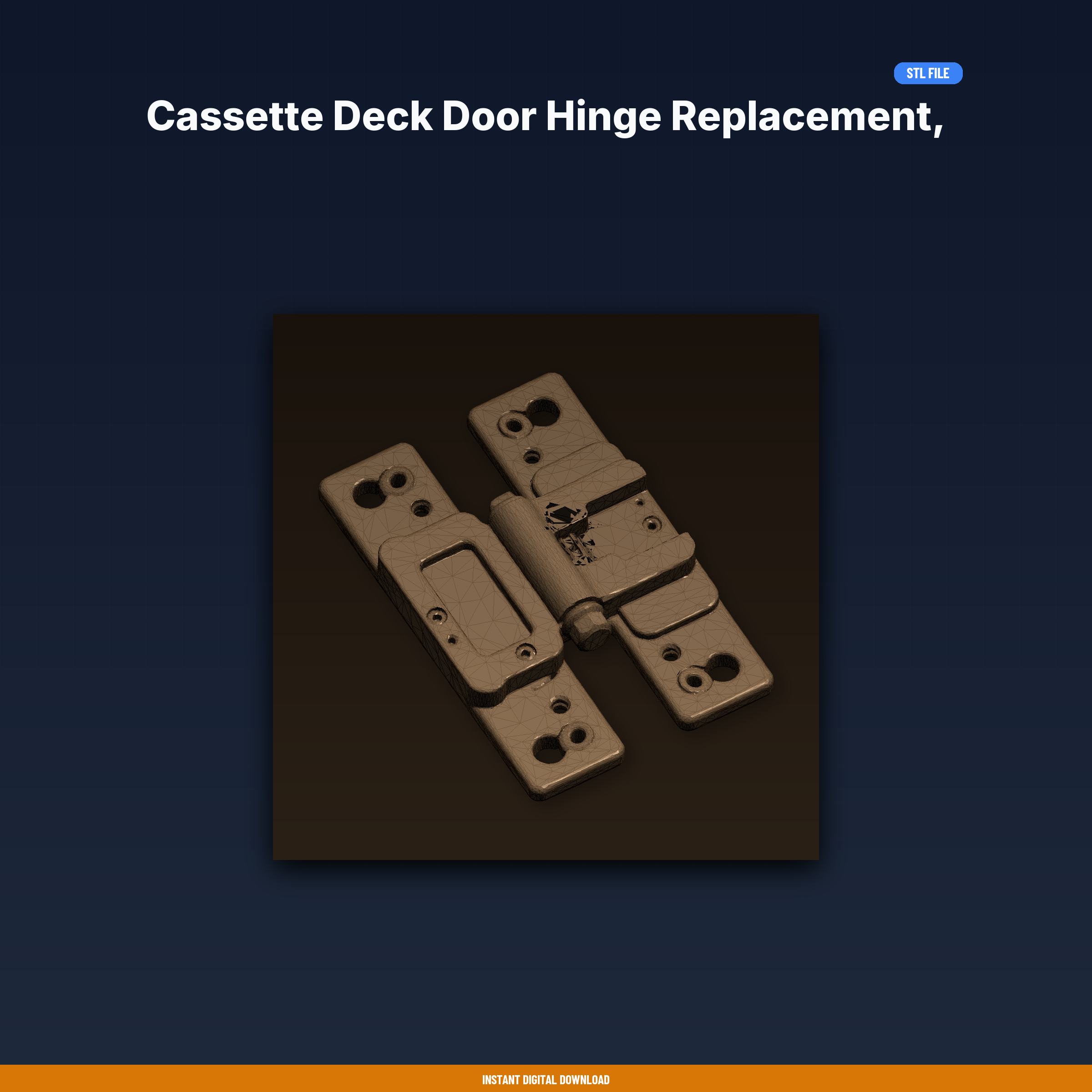 Cassette Deck Door Hinge Replacement, Universal Repair Part, Snap Fit - 3D Printable STL File