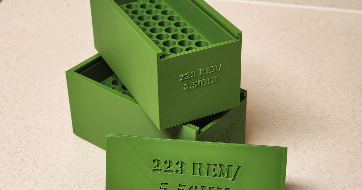 223/5.56mm ammo box (stackable) by Erich Schultz Download free STL