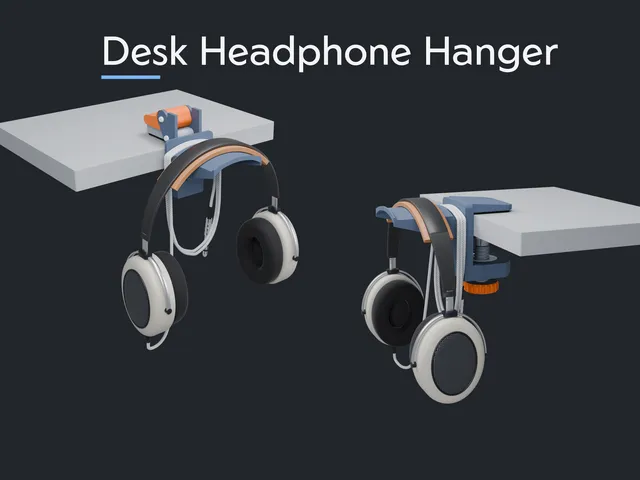 Desk Headphone Hanger - Screw or Ratchet Clamp, Fully Printed