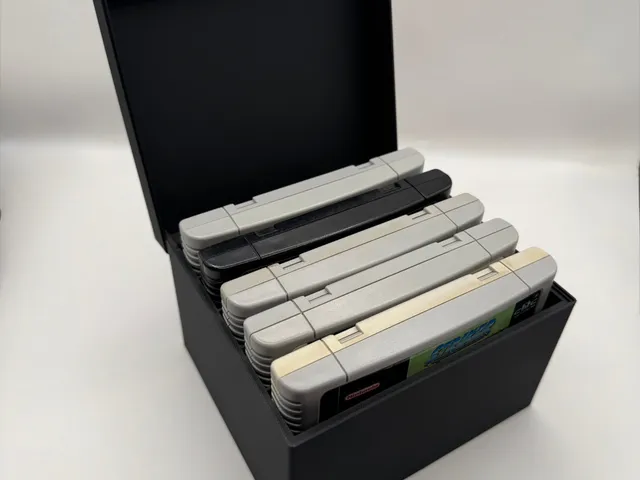 SNES/Super Famicon Cartridge Storage Box with Hinged Lid