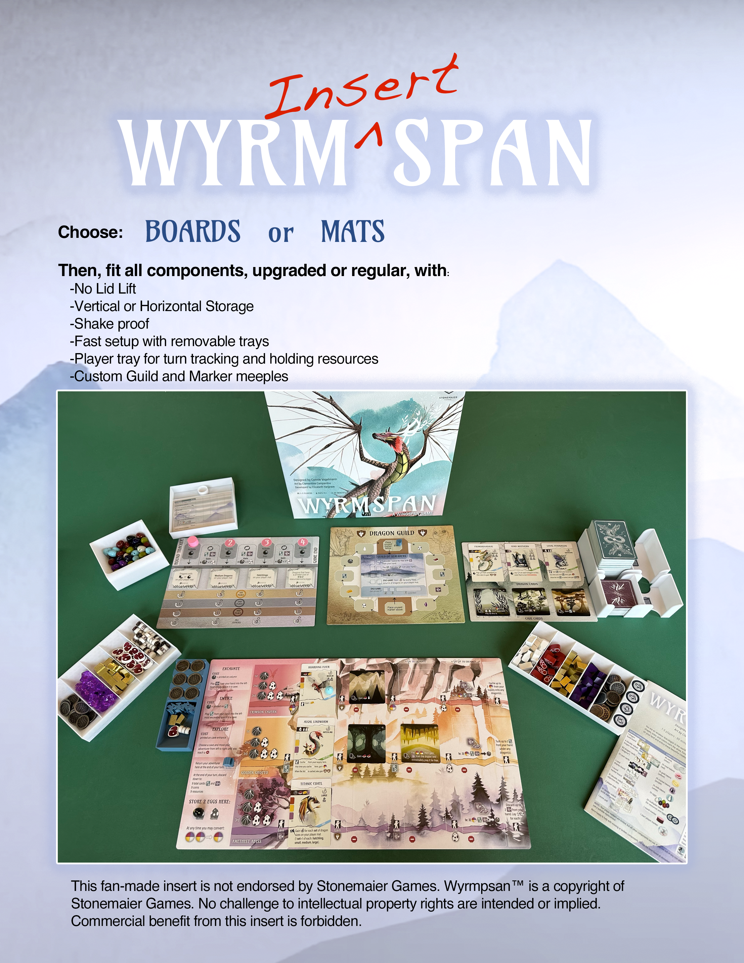 Wyrmspan Board Game Insert
