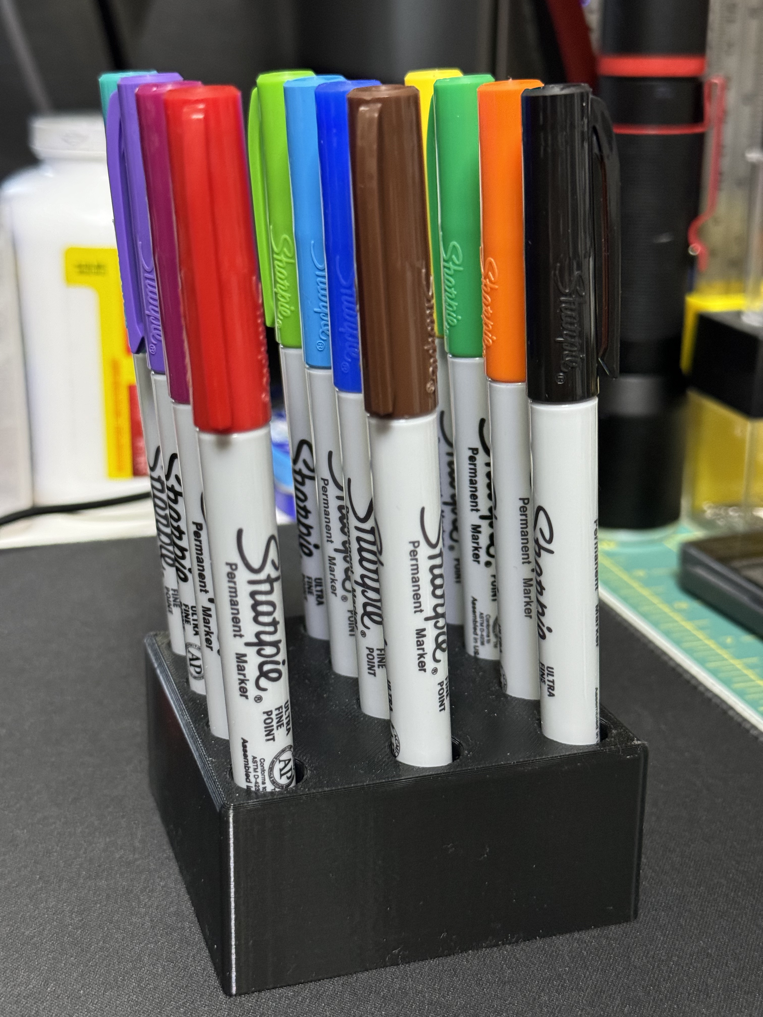 Pen Holder 3 rows by 4 rows. Will hold 12 pens.