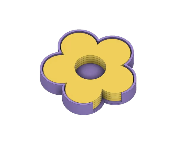 Flower Coasters and Holder, Daisy Coaster, Holds 4