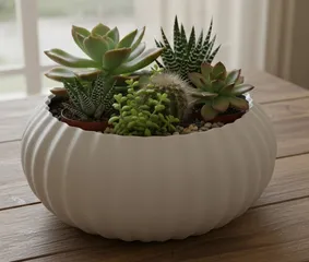 Maceta baja con relieve
