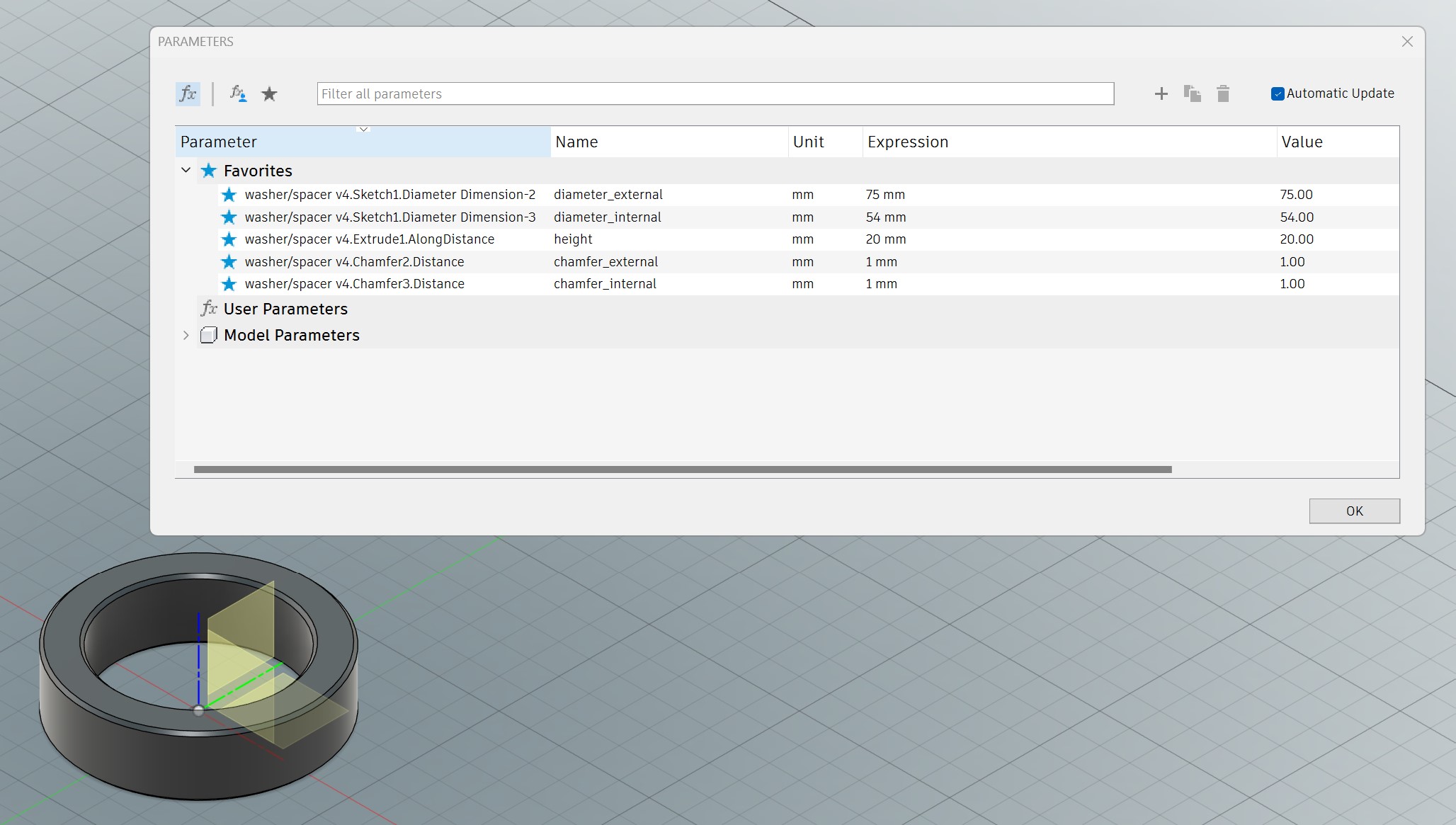 Miniatura 2 do modelo 3D Parametric Washer / Spacer