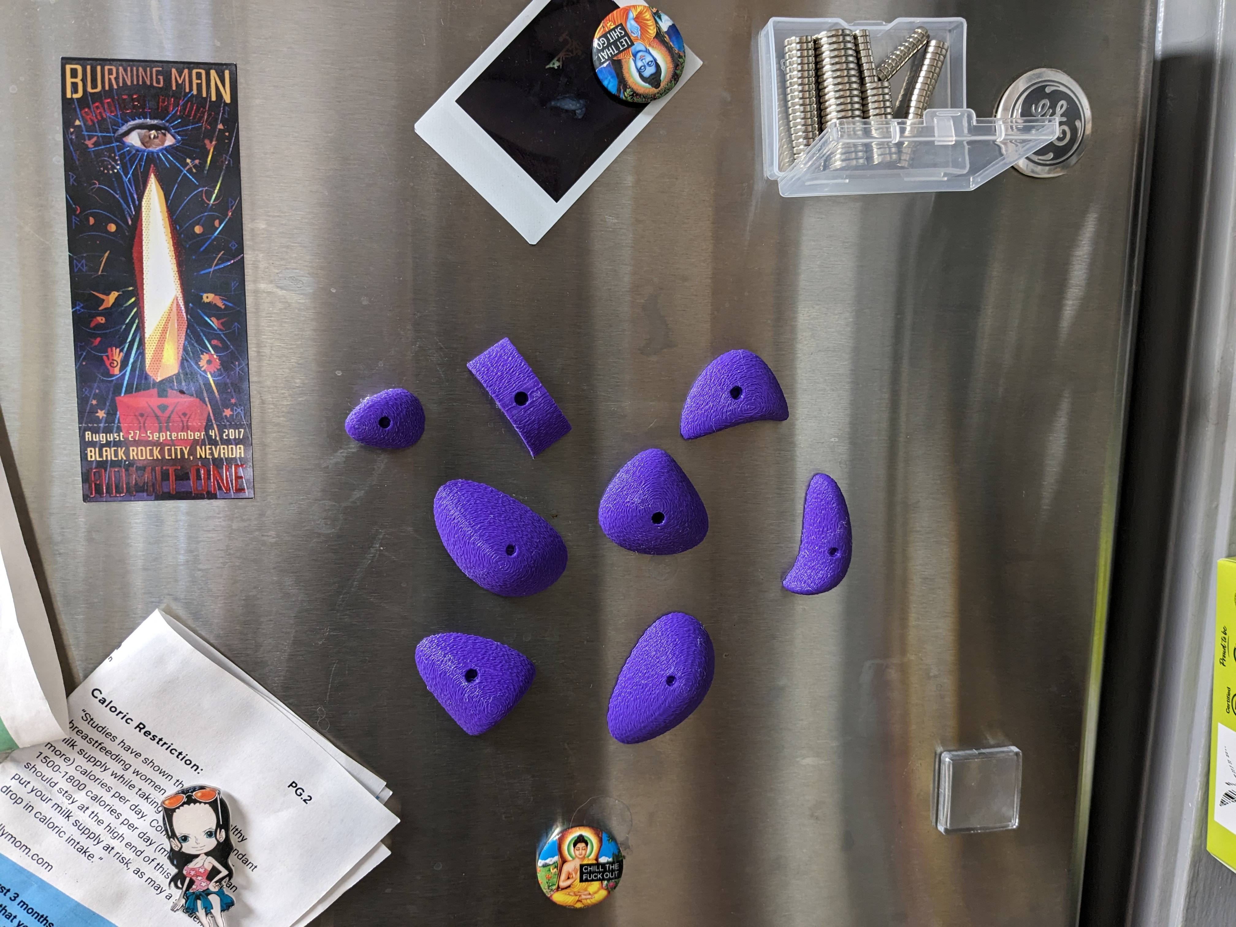 Climbing hold fridge magnets